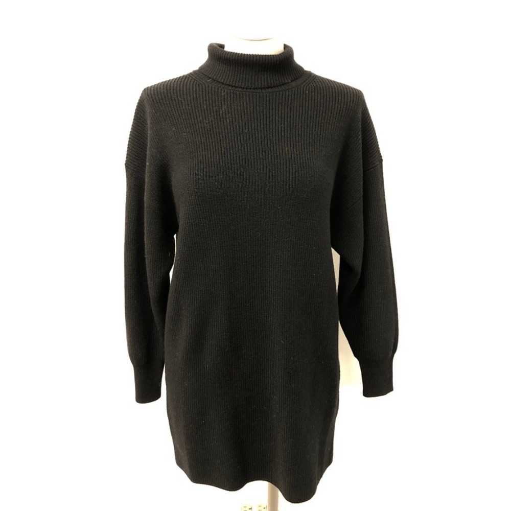 Babaton Sweater Dress Womens 2XS Black Merino Wool Turtleneck Ribbed Long Sleeve